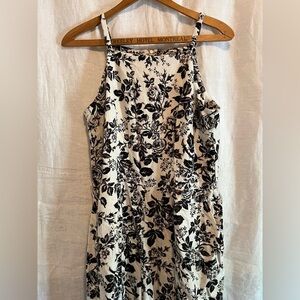London Times Black and White Floral Jumpsuit